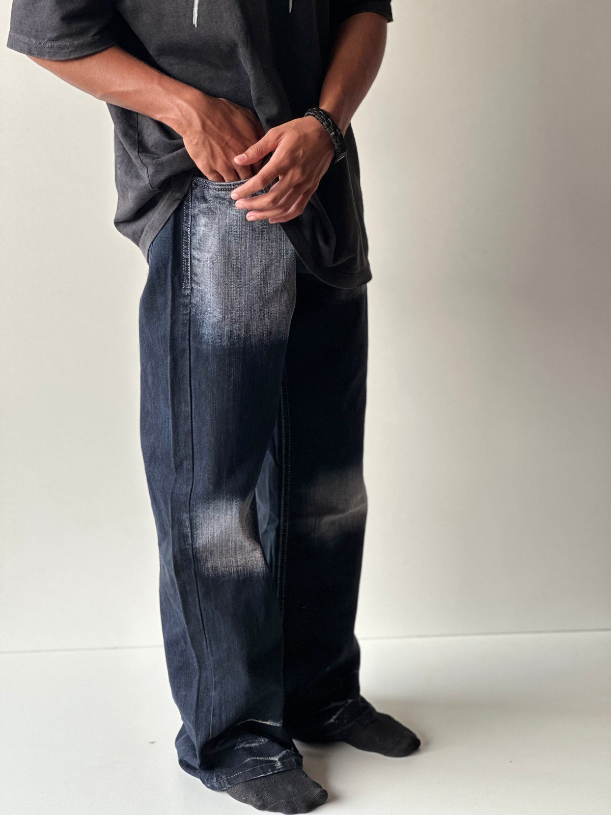 Midnight Shadow Fade Baggy Denim