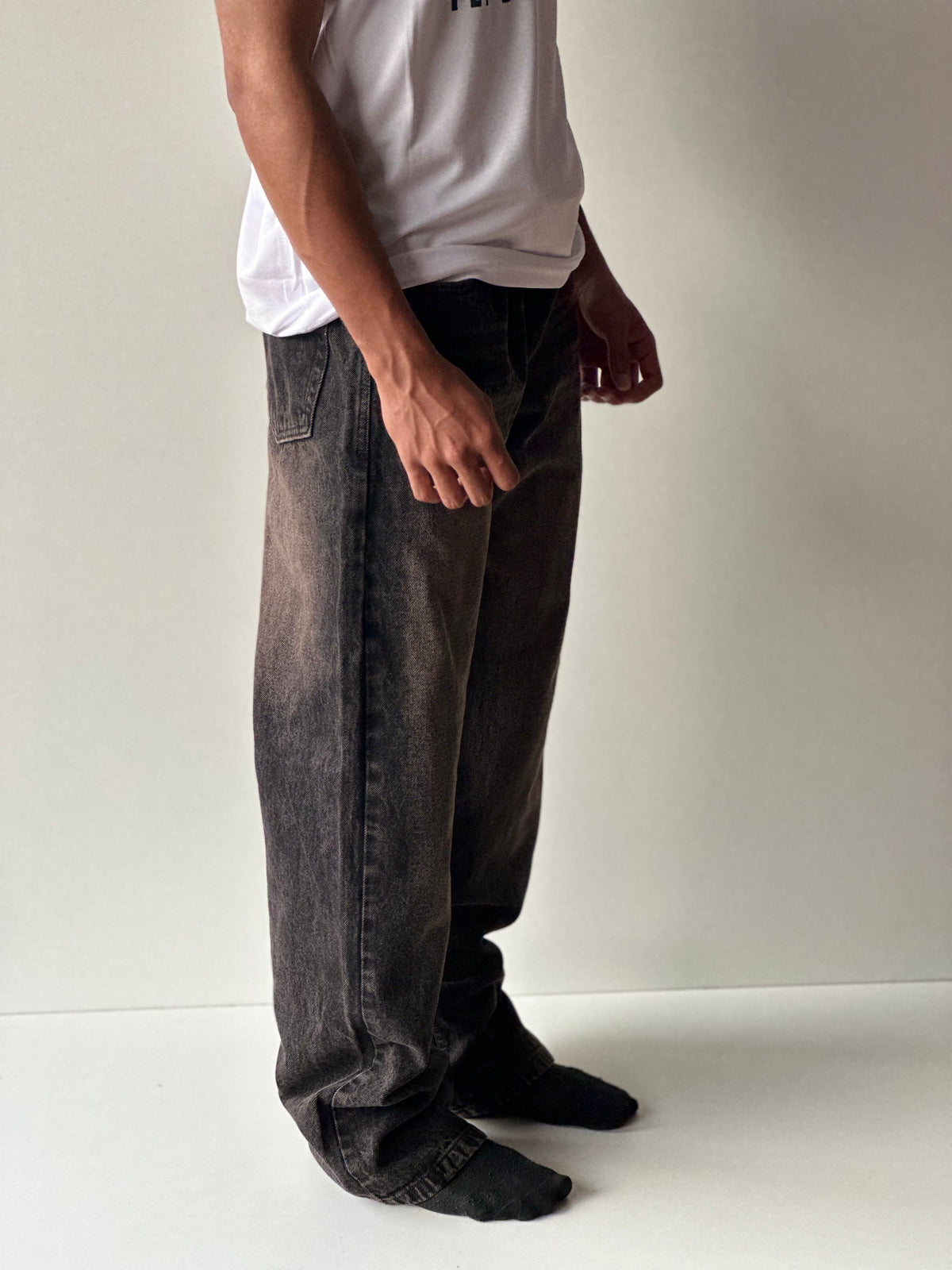 Vintage Charcoal Washed Baggy Denim