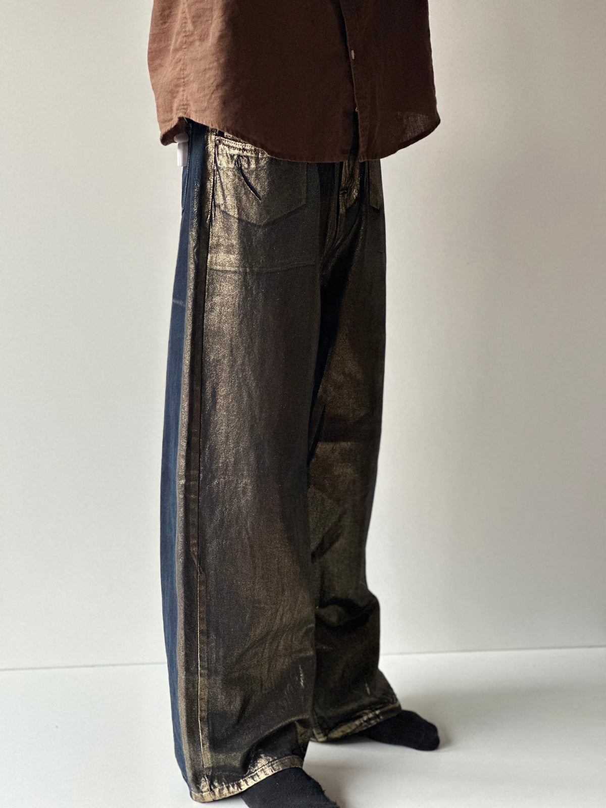 SPIELBERG Metallic Gold Baggy Denim