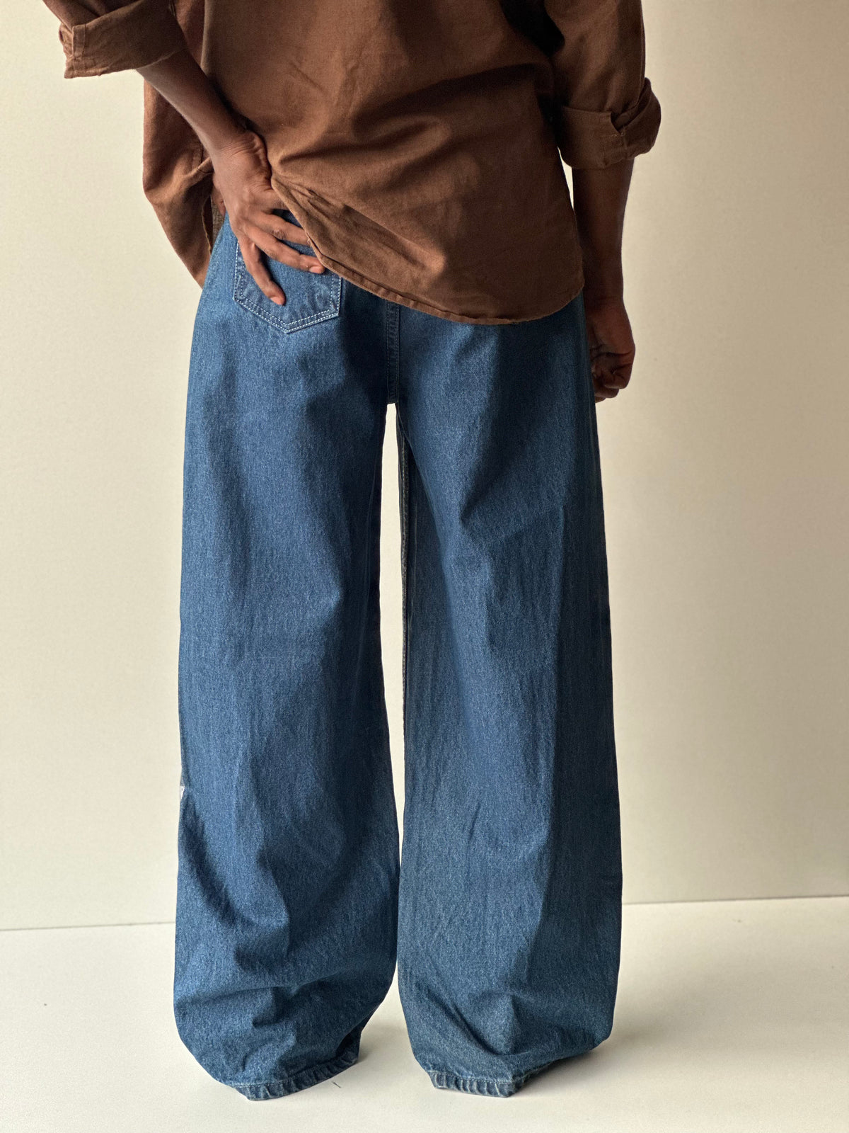 Metallic Silver Baggy Denim