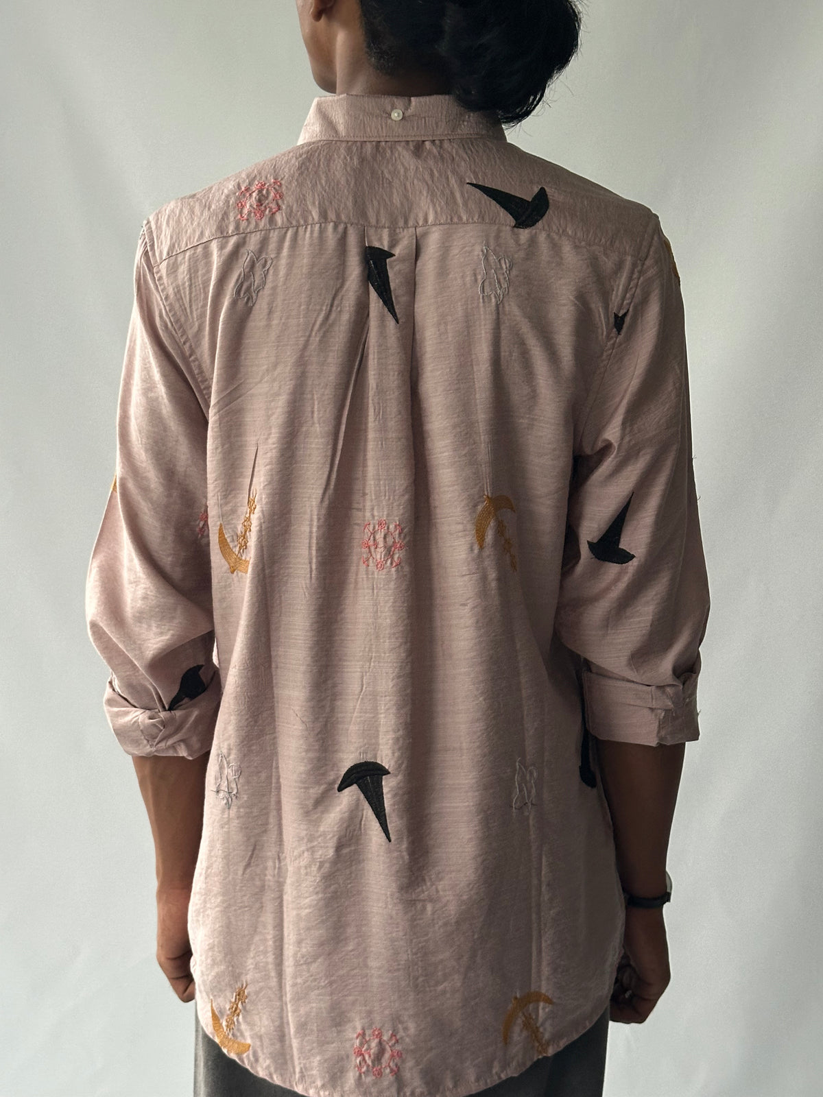 Blush Pink Abstract Embroidered Shirt
