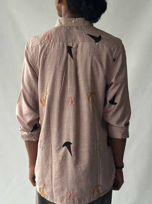 Blush Pink Abstract Embroidered Shirt